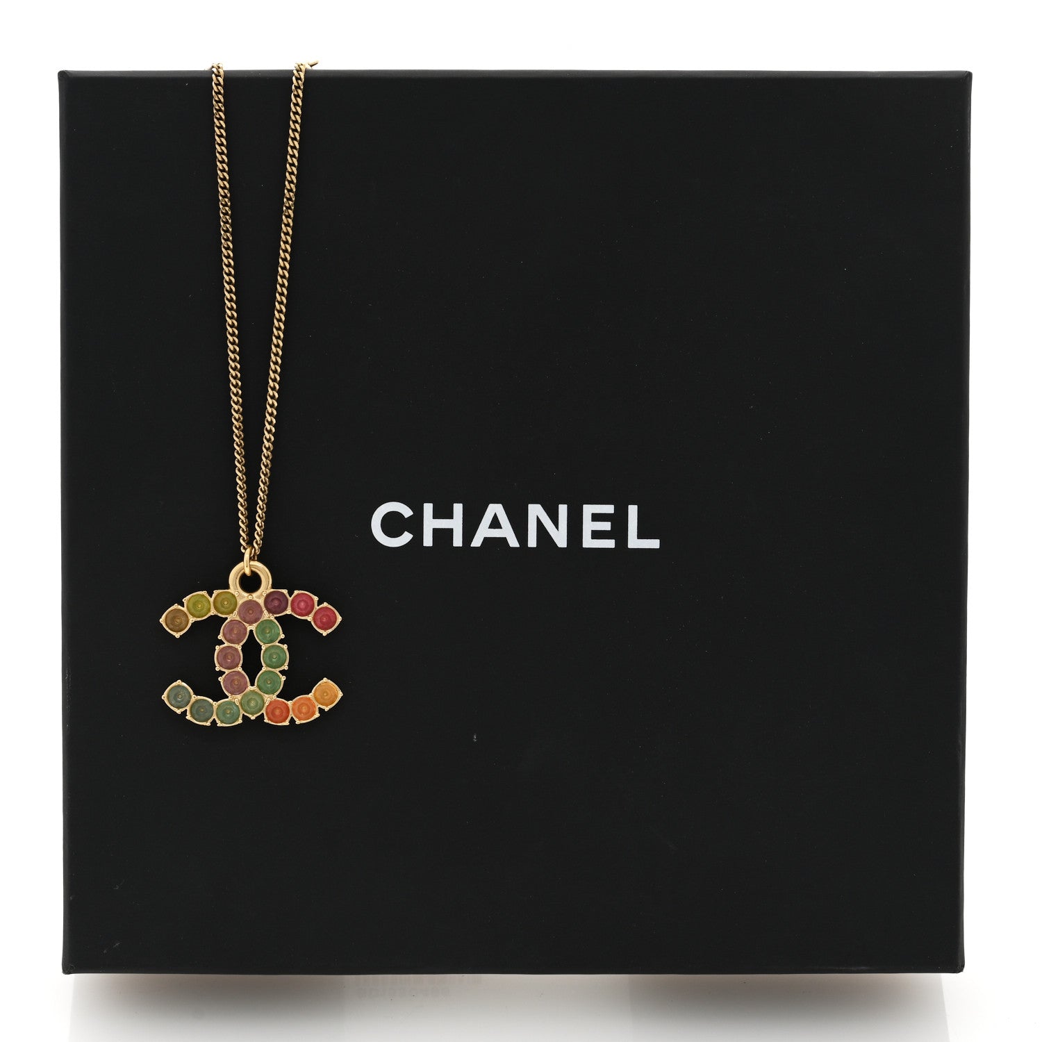 Chanel Crystal CC Necklace Gold Multicolor 5 of 5