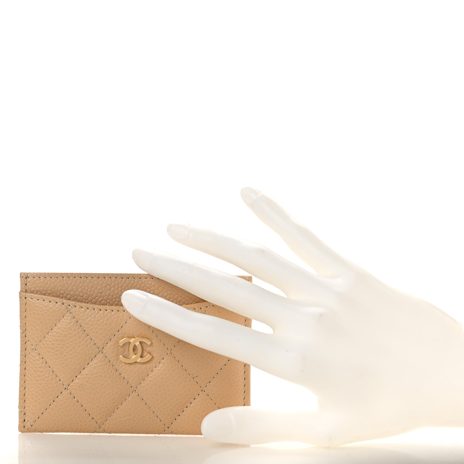 Chanel Caviar Quilted Card Holder Beige 2 of 10