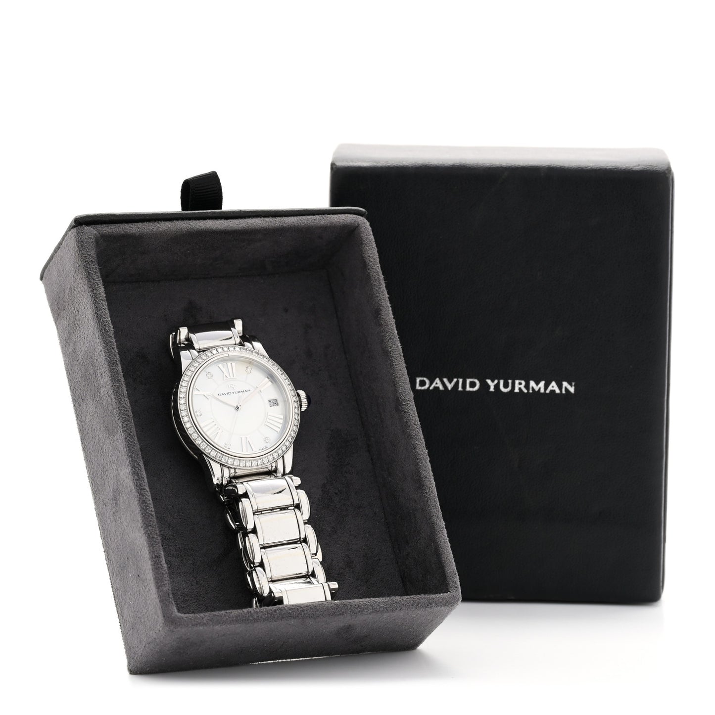 Stainless Steel Diamond Bezel Mother of Pearl 34mm Classic Quartz Watch