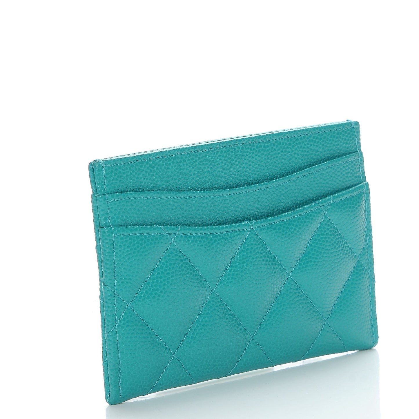Caviar Quilted Card Holder Turquoise