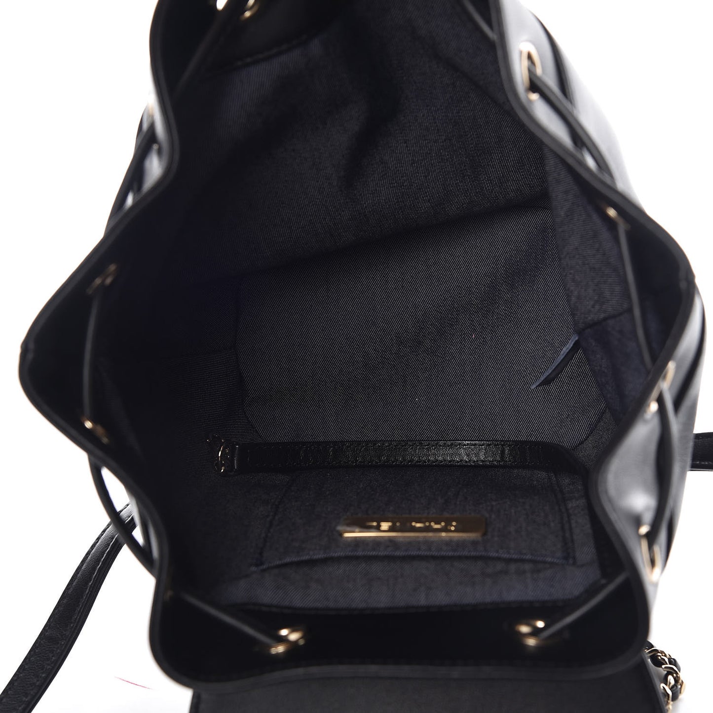 Lambskin CC Drawstring Backpack Black