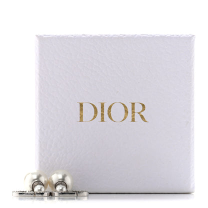 Christian Dior Pearl Crystal Tribal CD Drop Earrings Silver 5 of 5