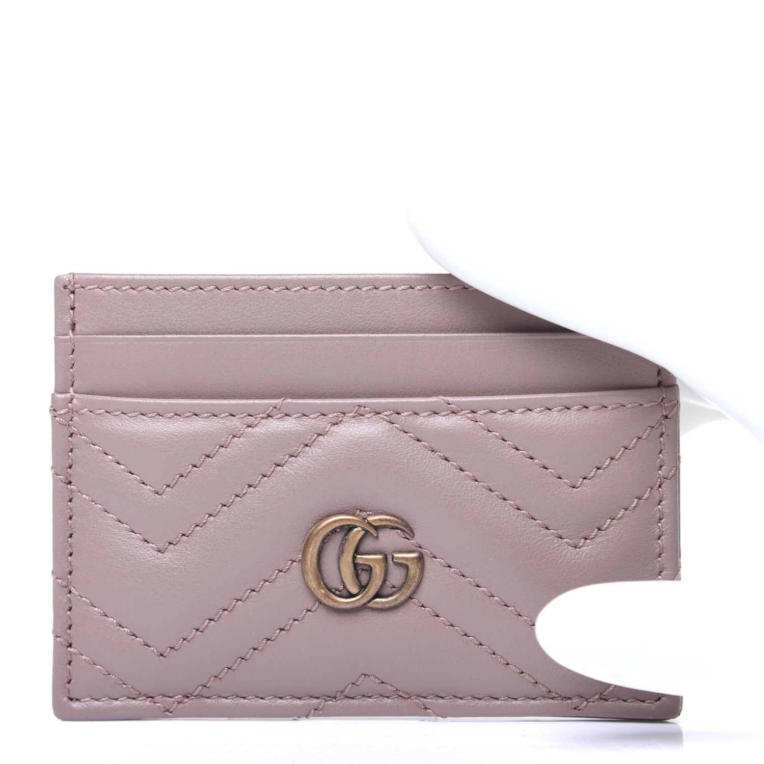 Gucci Calfskin Matelasse GG Marmont Card Holder Porcelain Rose 2 of 9