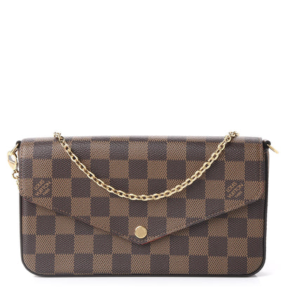 Louis Vuitton Damier Ebene Pochette Felicie Chain Wallet 1 of 11
