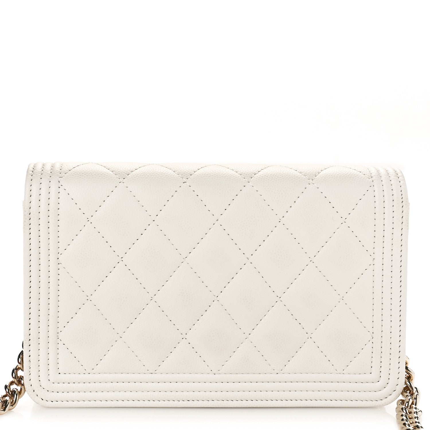 Chanel Caviar Quilted Boy Wallet On Chain WOC White 12 of 15