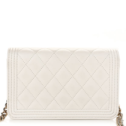Chanel Caviar Quilted Boy Wallet On Chain WOC White 12 of 15