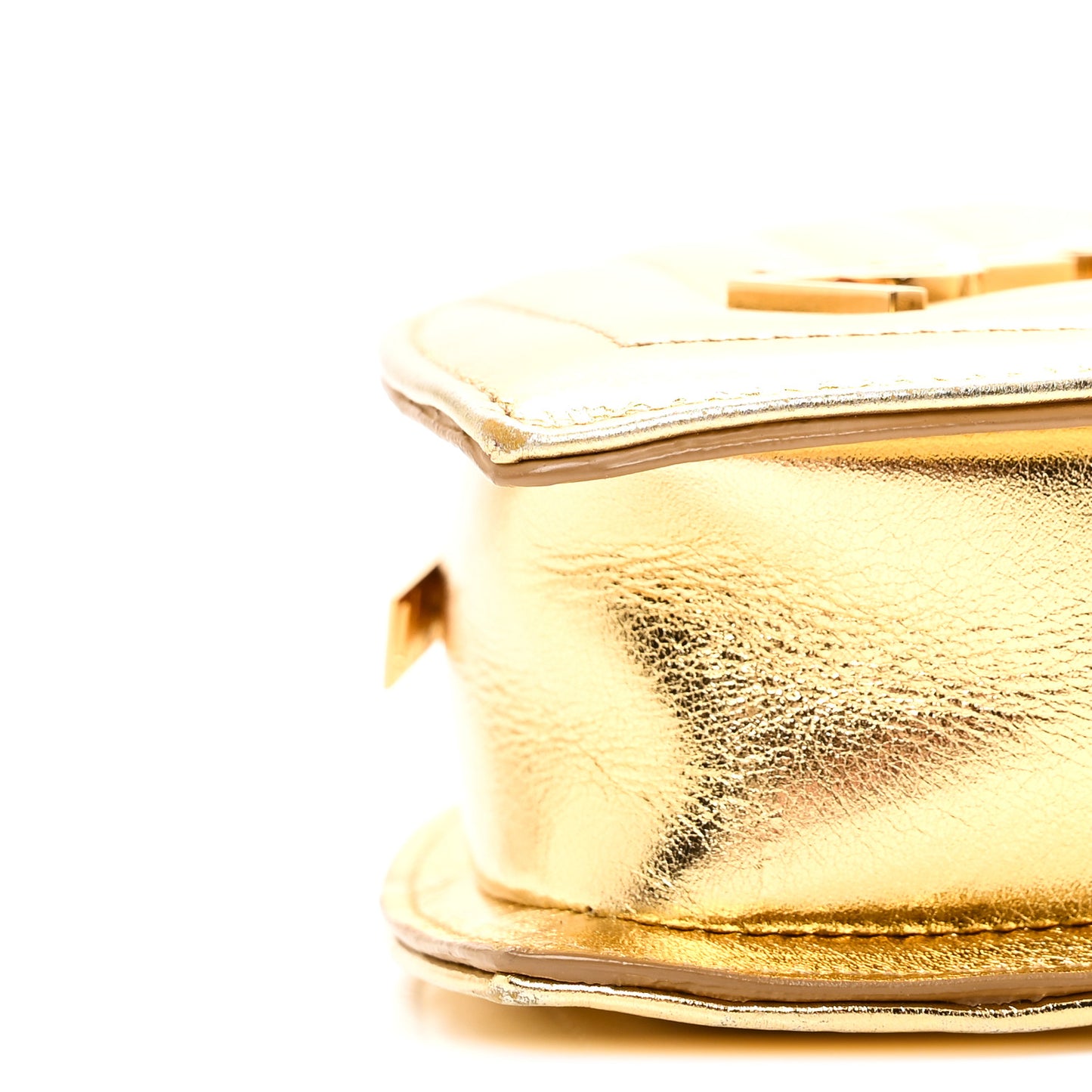 Metallic Calfskin Matelasse Chevron Monogram Small Love Heart Chain Bag Gold