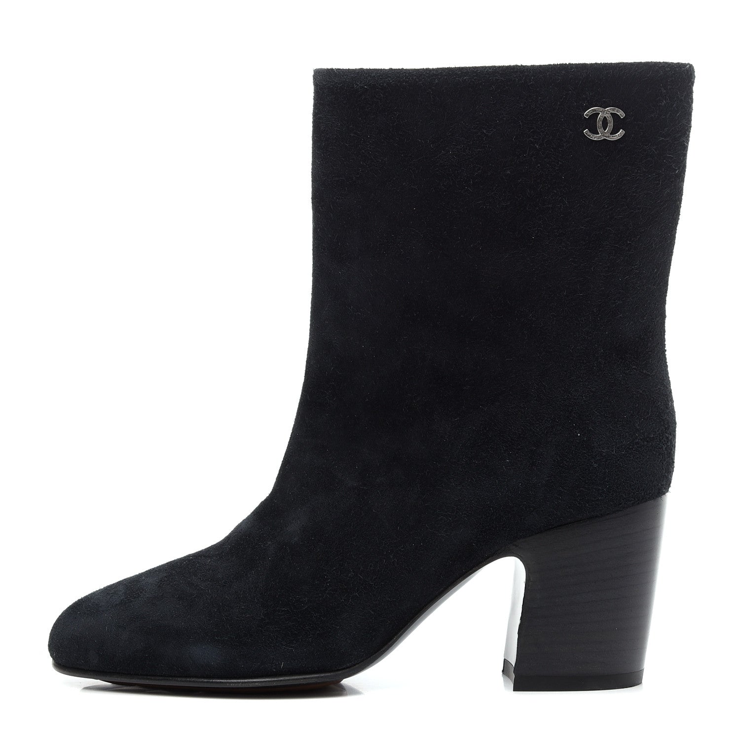Chanel Suede Calfskin CC Short Boots 36 Navy 1 of 8