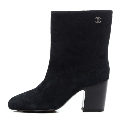 Chanel Suede Calfskin CC Short Boots 36 Navy 1 of 8