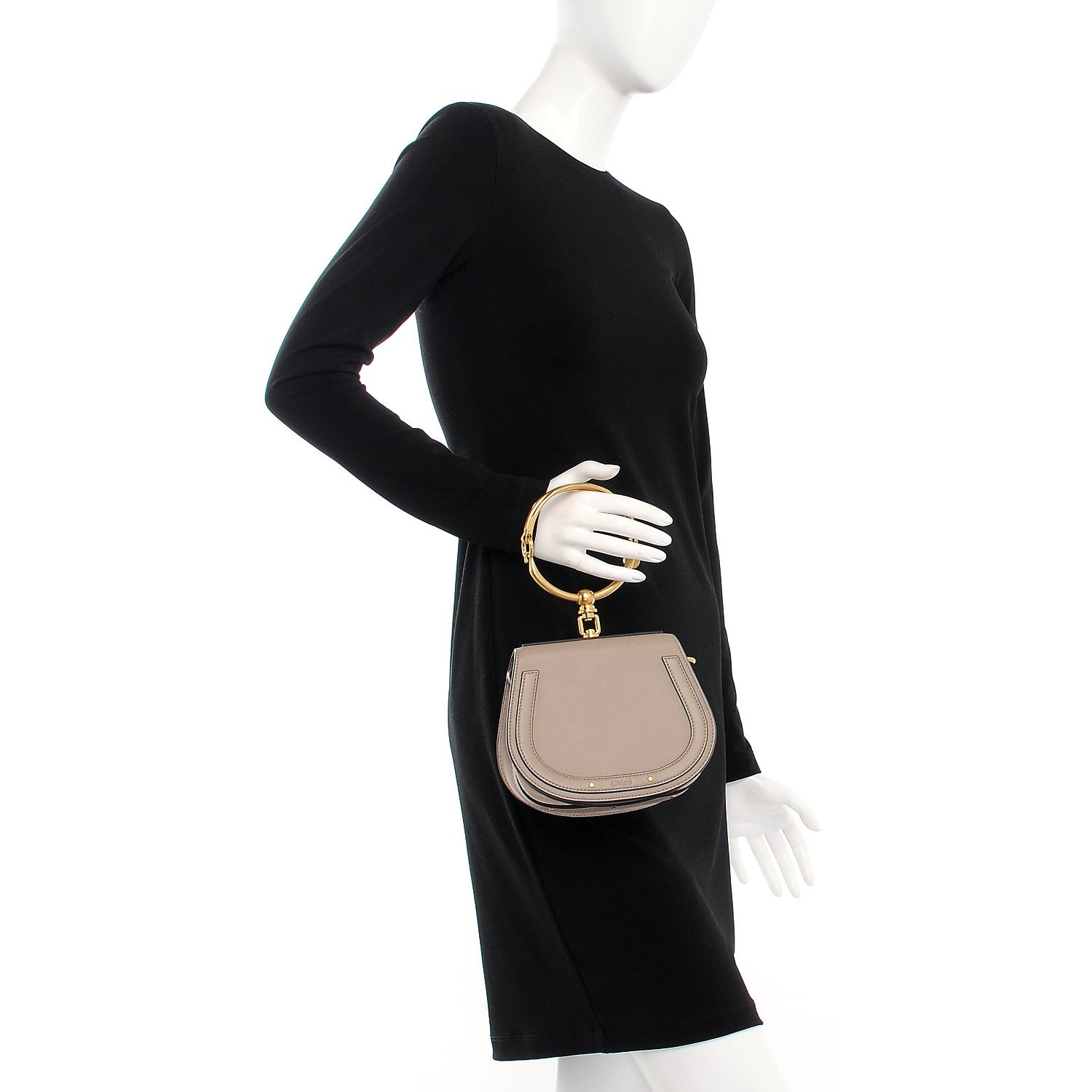 Chloe Calfskin Suede Small Nile Bracelet Bag Motty Grey 3 of 9
