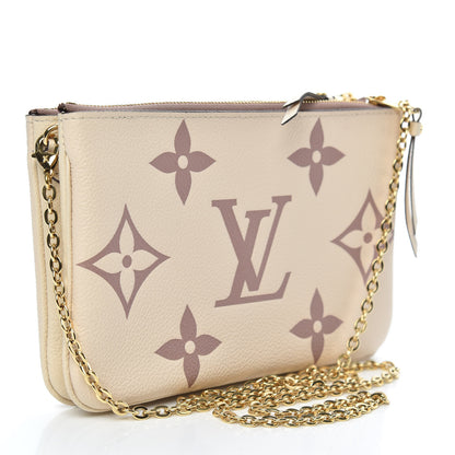 Louis Vuitton Empreinte Monogram Giant Double Zip Pochette Creme Bois De Rose 3 of 10