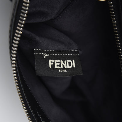 Fendi Vitello Baltico Dolce Shiny Nappa Lace Up DotCom Satchel Black Blue 7 of 11