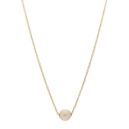 Mikimoto 18K Yellow Gold Akoya Pearl 7.5-8mm Single Pendant Necklace 1 of 4