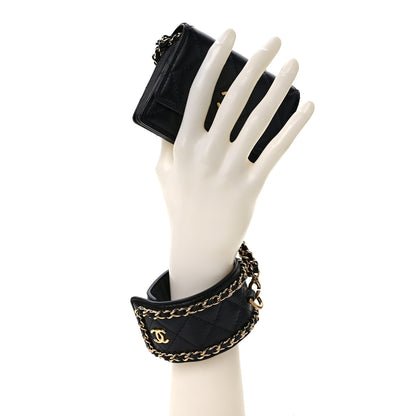 Chanel Lambskin Quilted Flap Card Holder With Cuff L Black 2 of 9