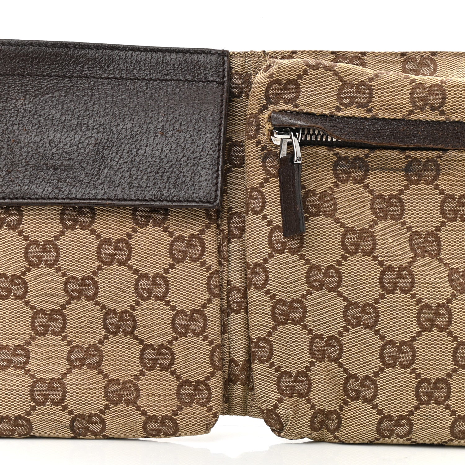Gucci GG Monogram Web Double Pocket Belt Bag Dark Brown 8 of 11