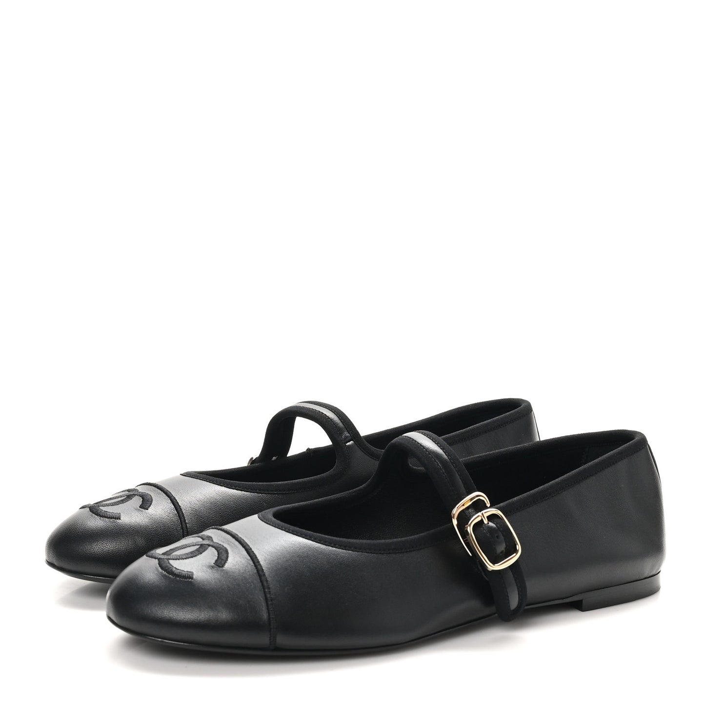 Lambskin Mary Jane Flats 42 Black