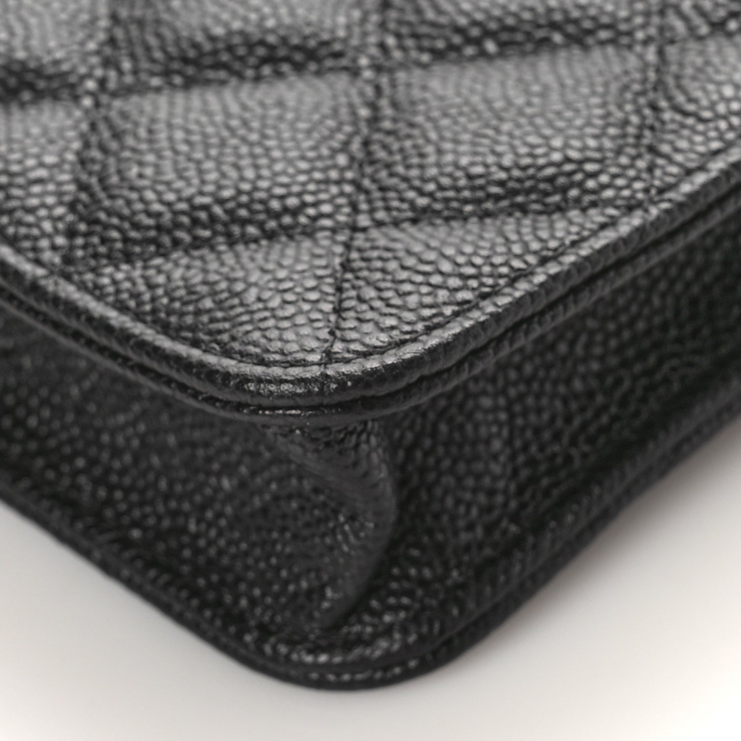 Caviar Quilted Bow Phone Holder Black