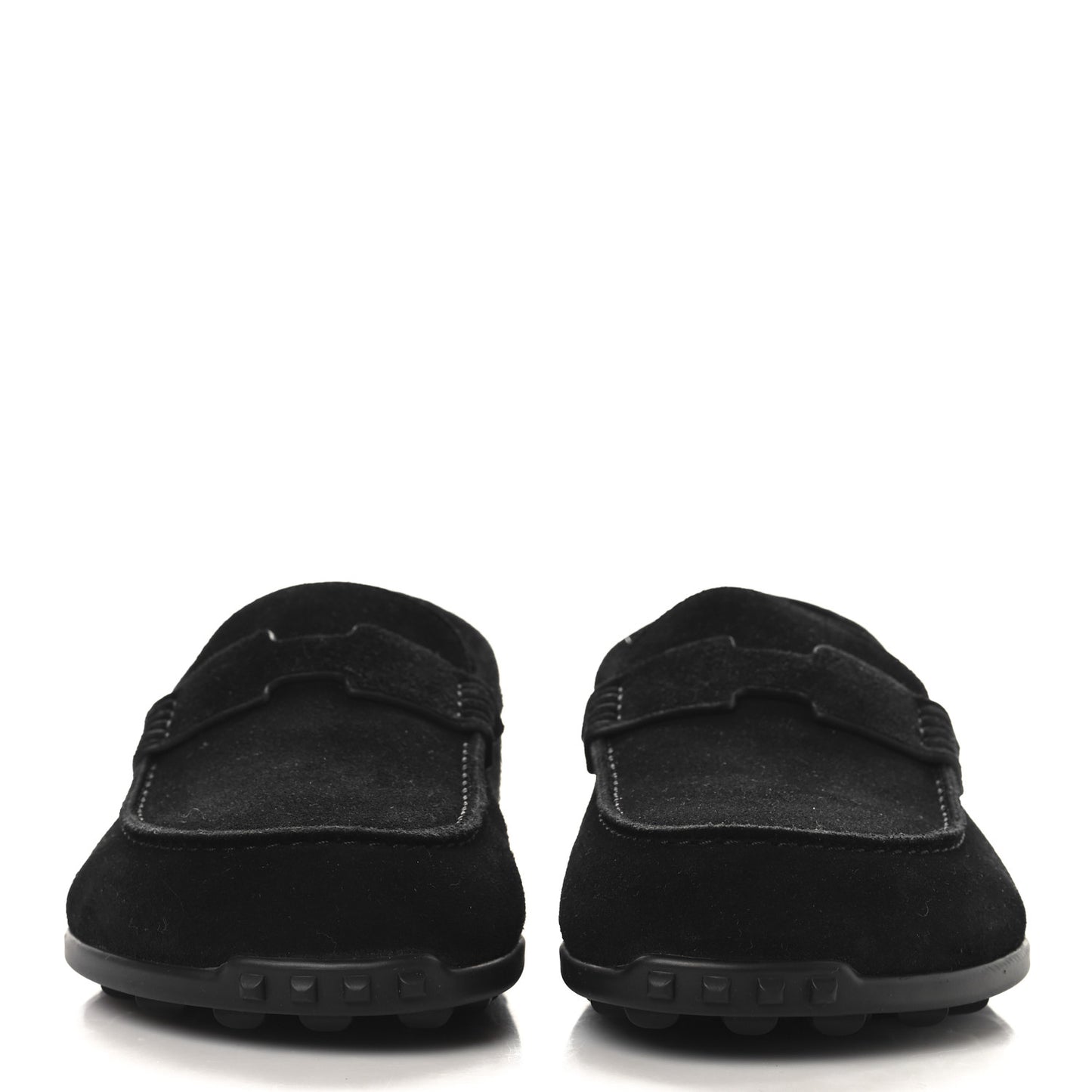 Suede Calfskin Lazy Loafers 37 Black