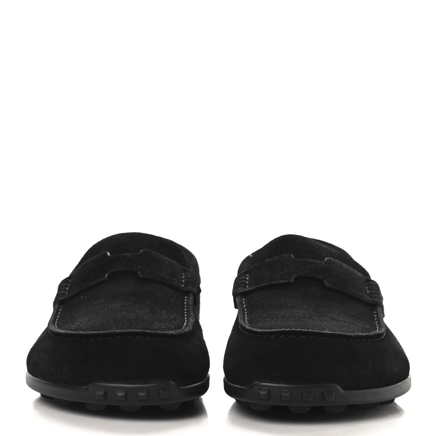 Hermes Suede Calfskin Lazy Loafers 37 Black 3 of 9