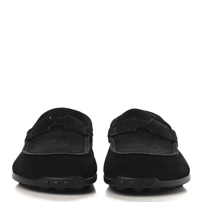 Hermes Suede Calfskin Lazy Loafers 37 Black 3 of 9