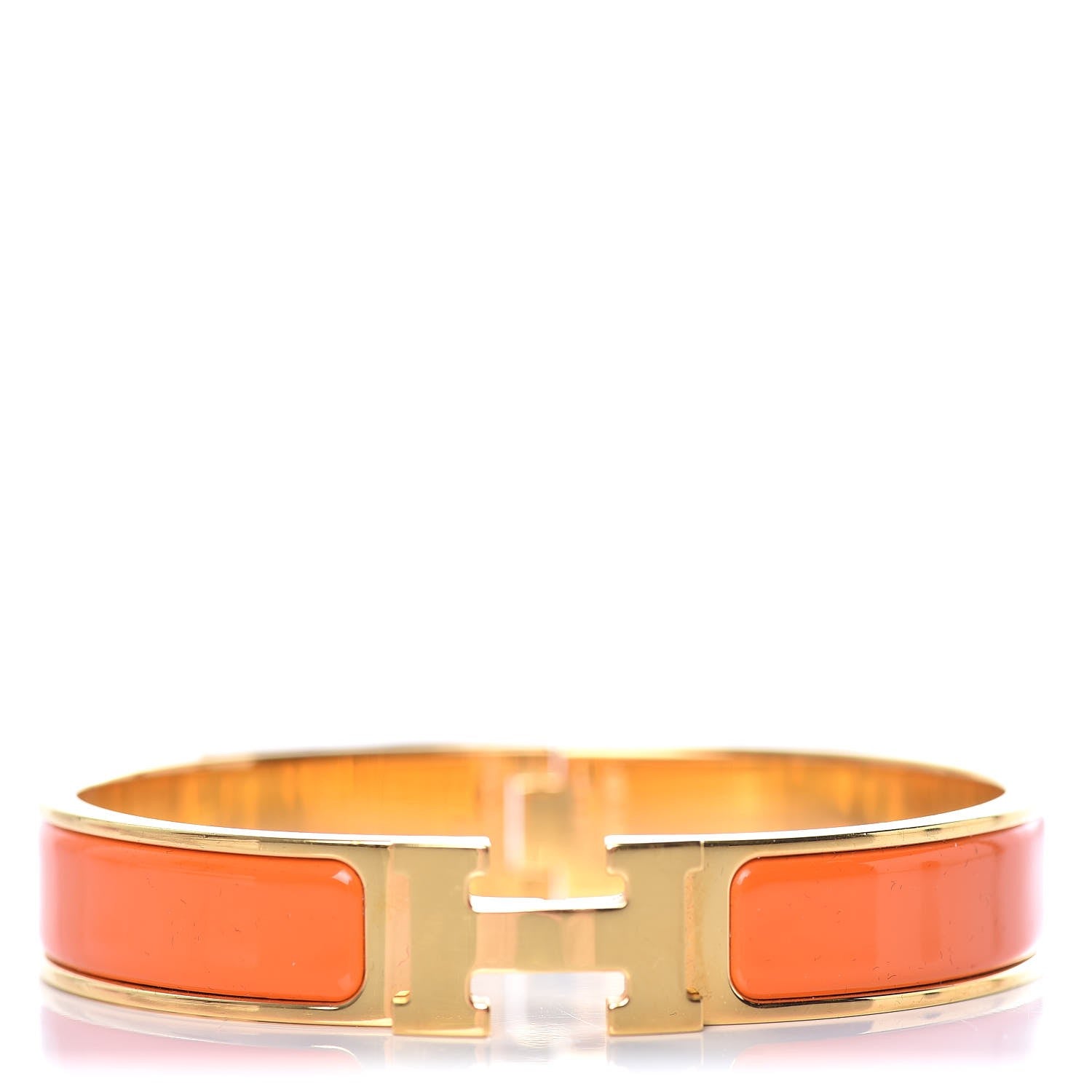 Hermes Enamel Narrow Clic Clac H Bracelet GM Orange 1 of 7