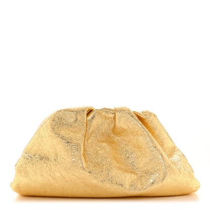 Bottega Veneta Metallic Crinkled Lambskin The Pouch Oversized Clutch Oro 1 of 7