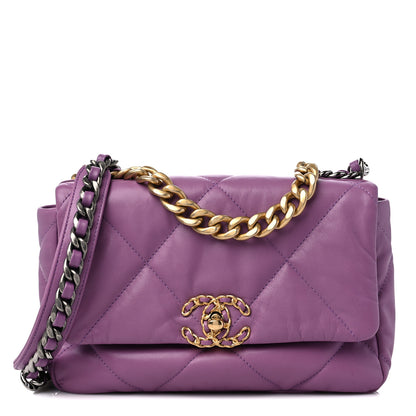Chanel Goatskin Quilted Medium Chanel 19 Flap Violet Purple 1 of 10