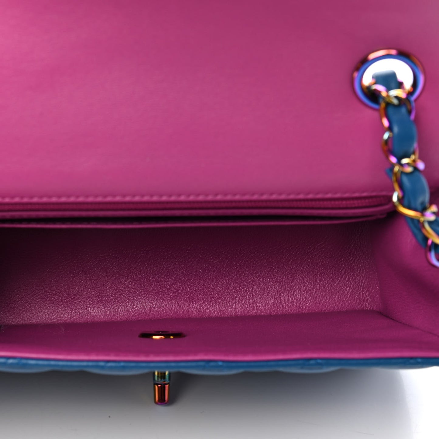Lambskin Quilted Mini Rectangular Flap Blue Purple
