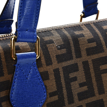 Fendi Zucca Vitello Elite Small Boston Tobacco Blue Neon 10 of 10