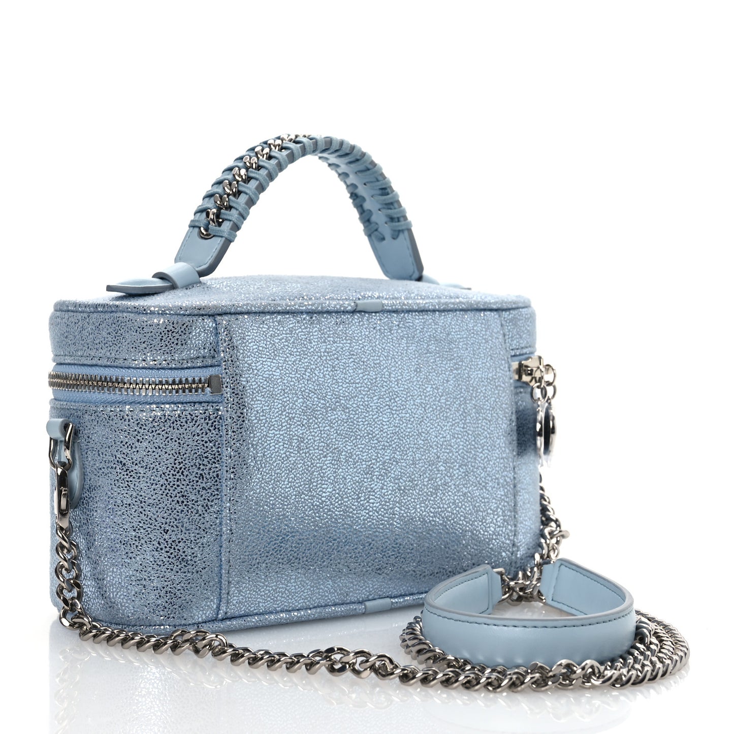Metallic Shaggy Deer Falabella Cosmetic Case Blue