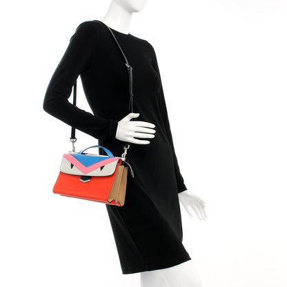Fendi Vitello Elite Monster Mini Demi Jour Shoulder Bag Papavero Royal Blue Multicolor 3 of 7