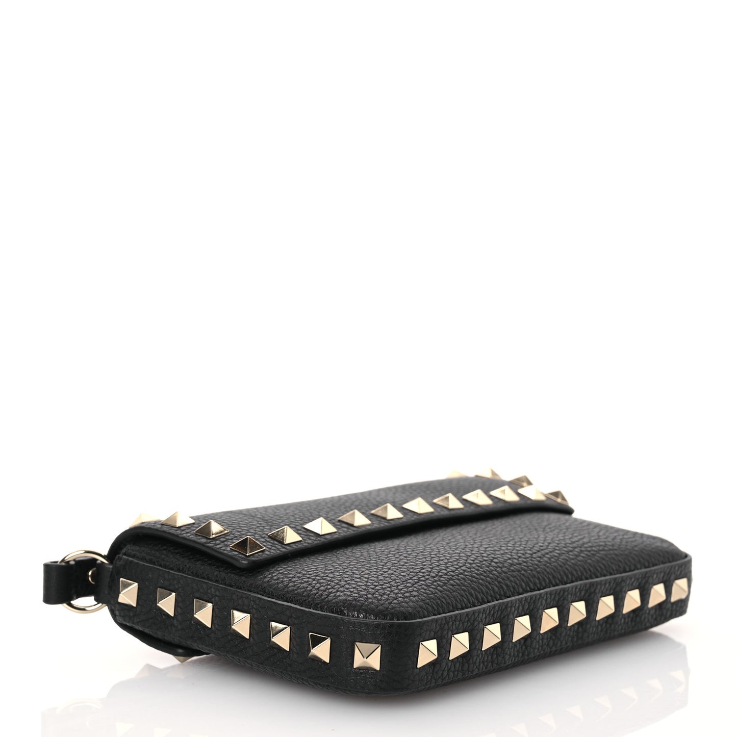 Grained Calfskin Rockstud Crossbody Bag Black