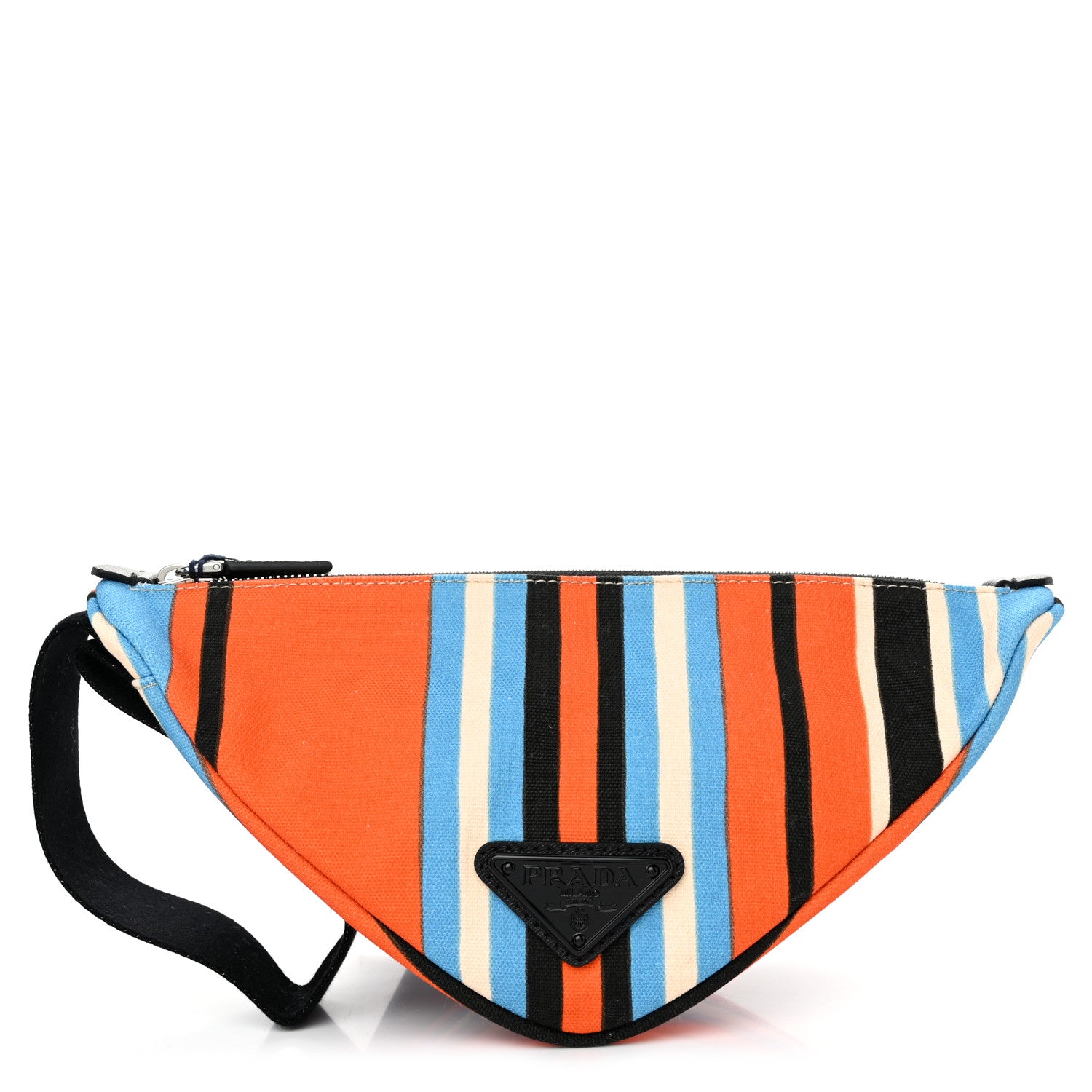 Prada Canvas Baiadera Stripe Wristlet Pouch Arancio 1 of 11