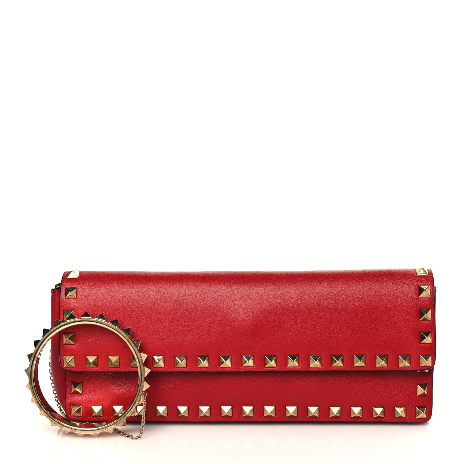 Valentino Garavani Nappa Rockstud Bangle Clutch Red 1 of 10