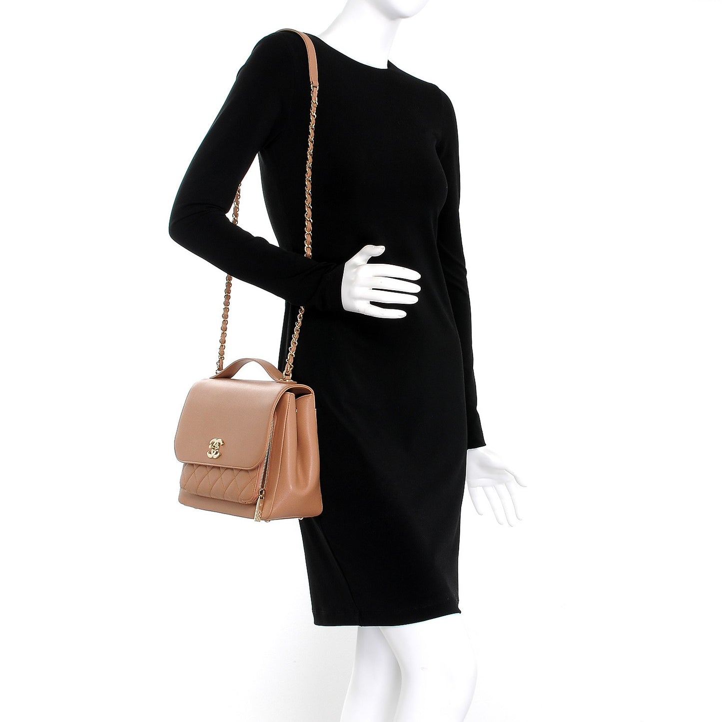 Caviar Quilted Large Business Affinity Flap Camel