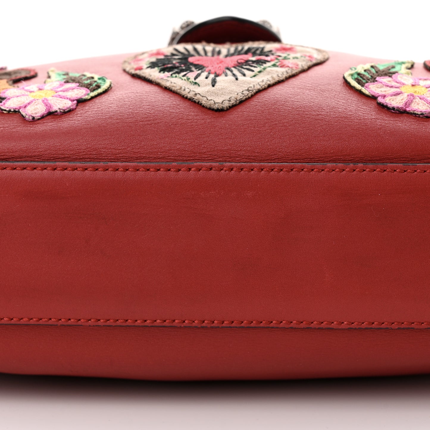 Calfskin Web Embroidered Medium Dionysus Hobo Hibiscus Red