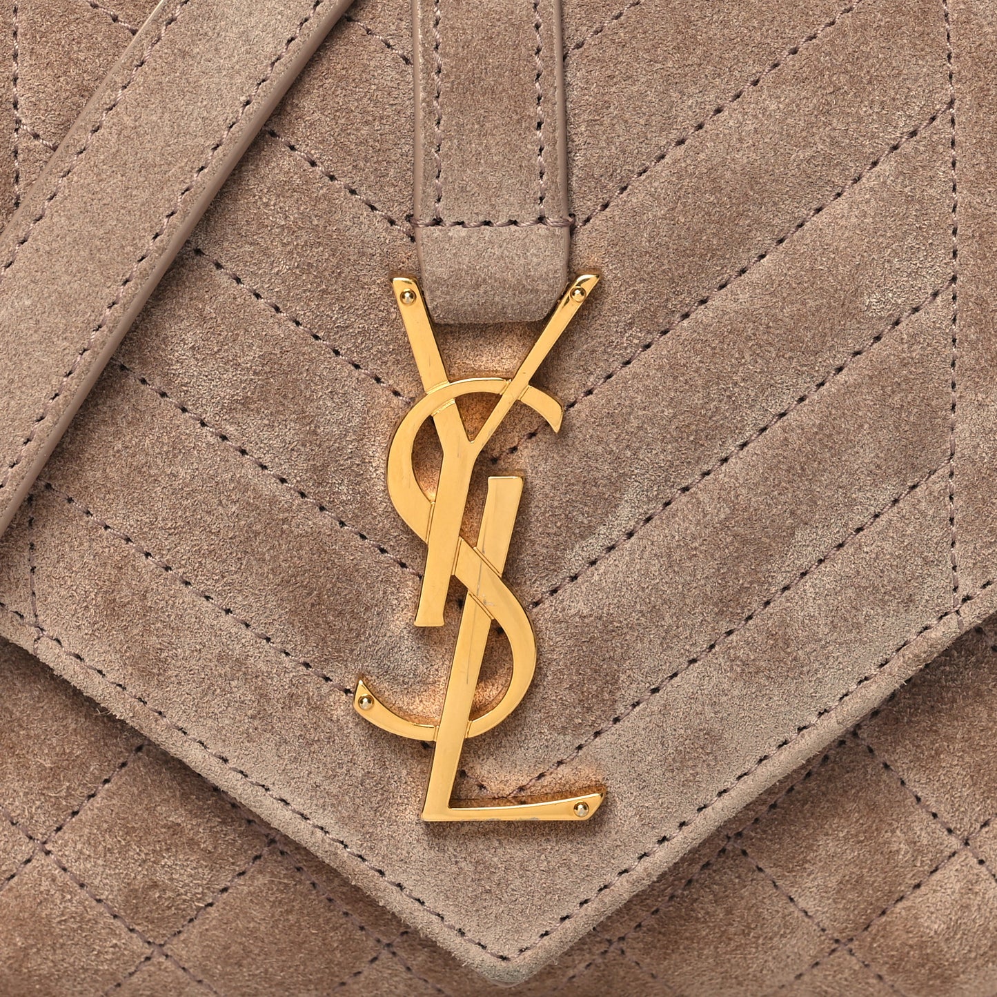 Suede Mixed Matelasse Triquilt Small Monogram Envelope Satchel Rosy Sand
