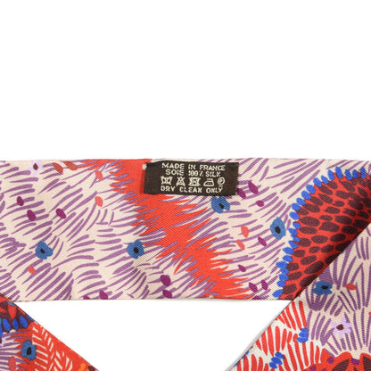Hermes Silk Dans un Jardin Anglais Twilly Fuchsia Rouge Bleu Roy 2 of 4
