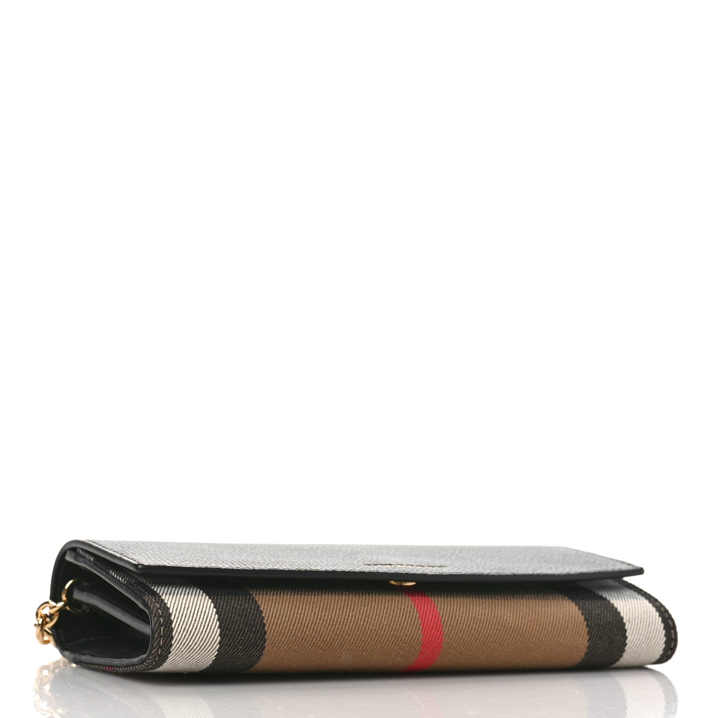 Grainy Calfskin House Check Henley Wallet On Chain Black