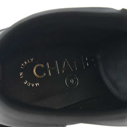 Chanel Pearly Calfskin Patent Calfskin Lace Up Combat Boots 38 Black 8 of 8