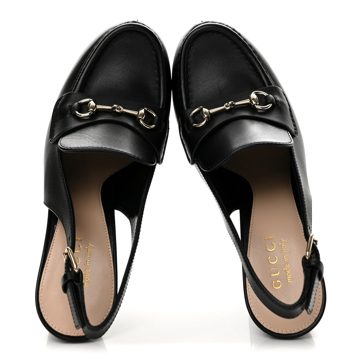 Calfskin Horsebit Platform 70/160mm Slingback Mules 36 Black