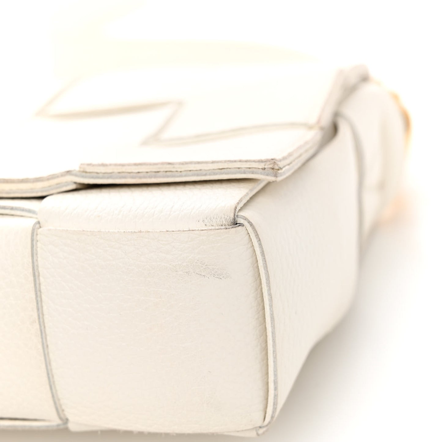 Grained Calfskin Maxi Intrecciato Cassette Crossbody Bag White