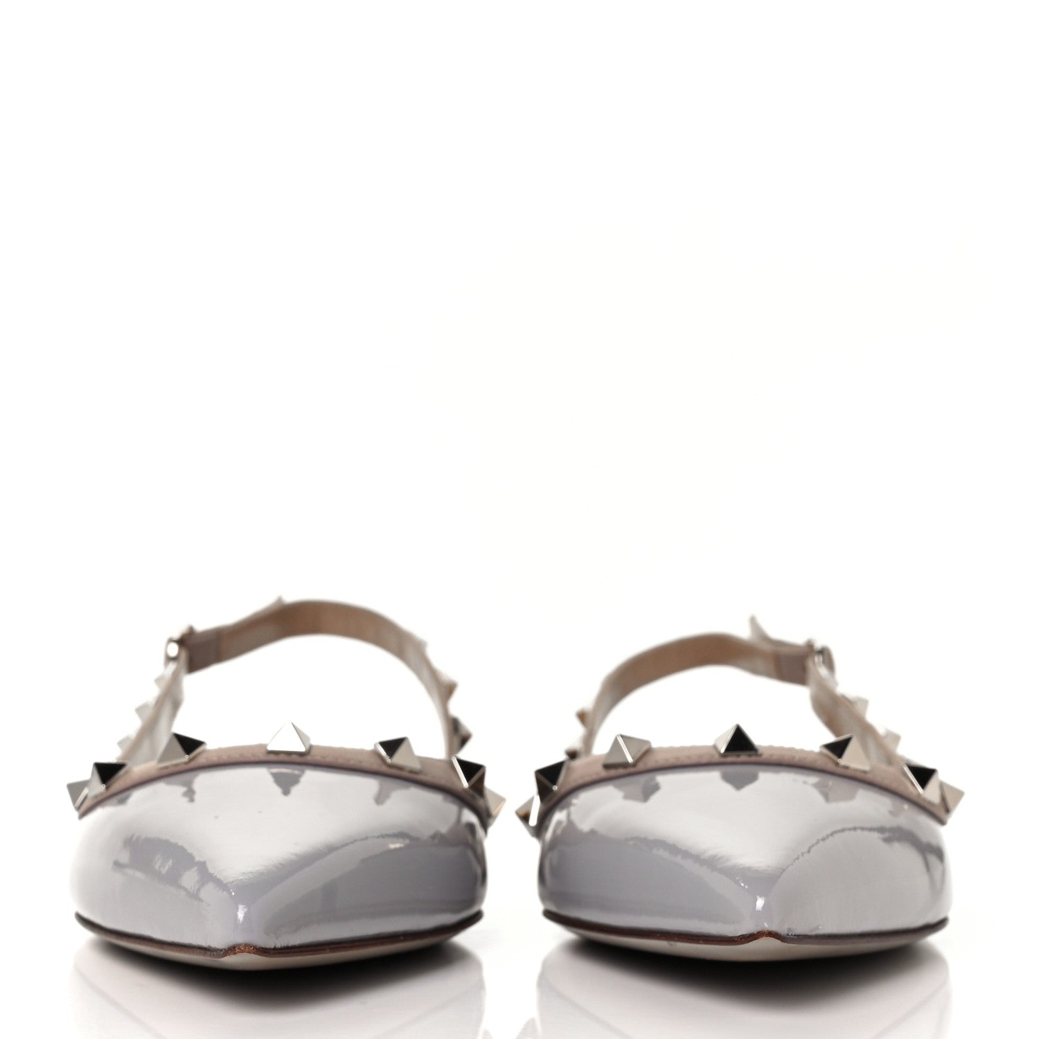 Valentino Garavani Patent Rockstud Slingback Flats 37 Pastel Grey Poudre 2 of 9