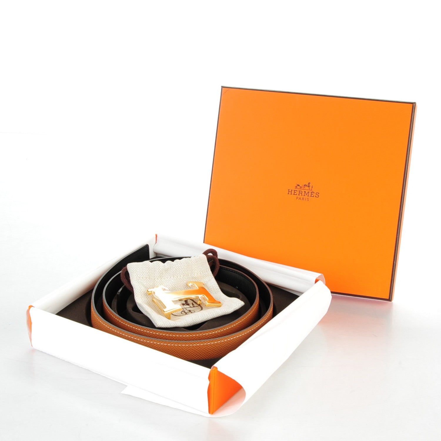 Hermes Swift Epsom 32mm H Belt 90 Black Gold 8 of 8