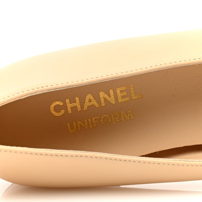 Chanel Lambskin Cap Toe CC Uniform Ballerina Flats 38 Beige Black 7 of 7