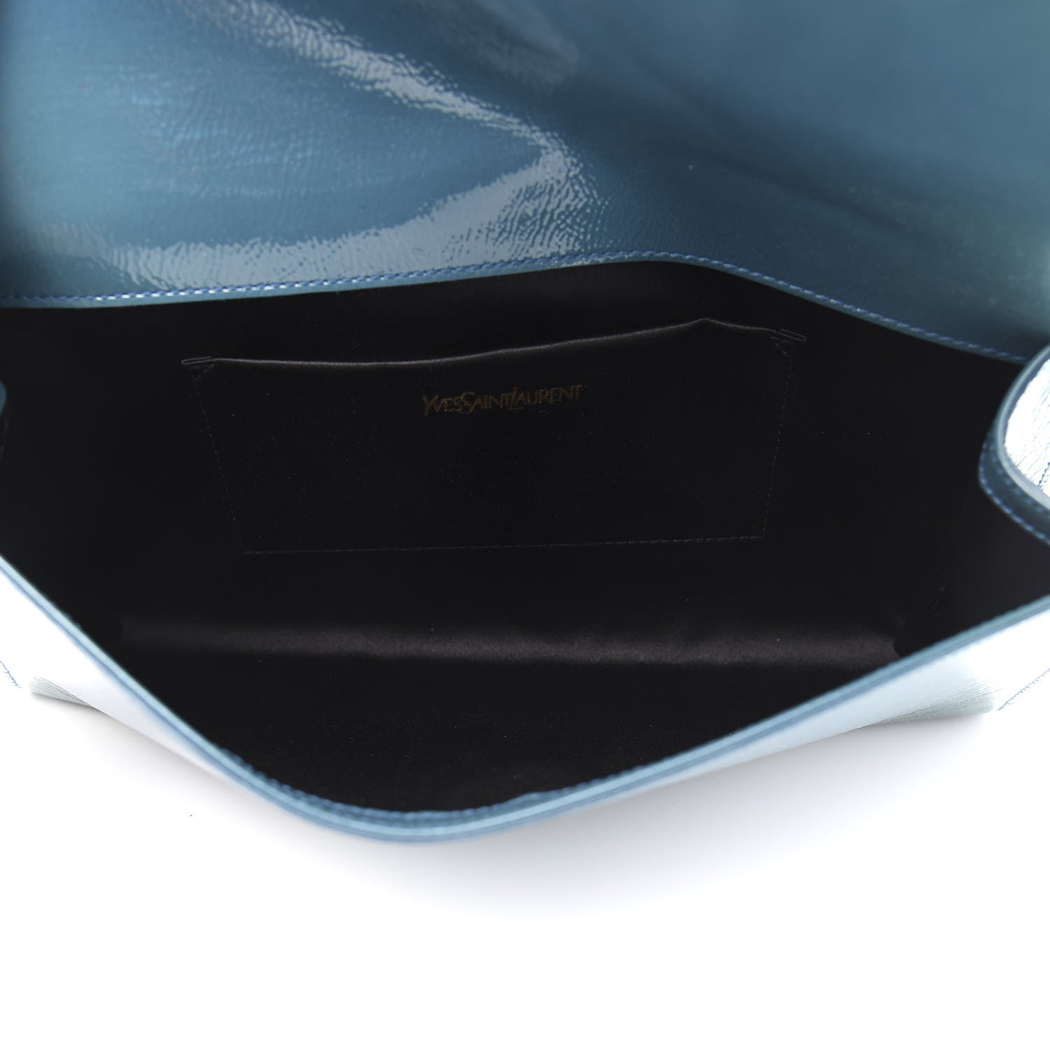 Saint Laurent Textured Patent Monogram Large Belle De Jour Clutch Turquoise 5 of 9