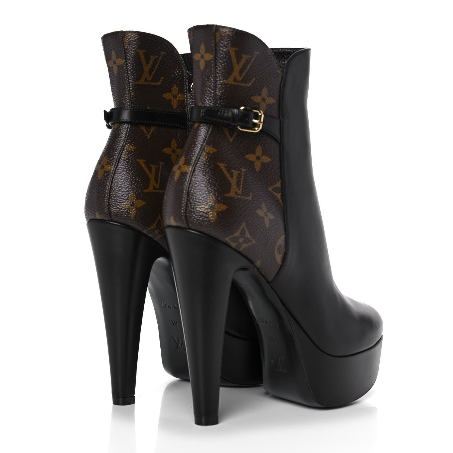 Louis Vuitton Calfskin Monogram Afterglow Platform Ankle Boots 39 Black 4 of 7