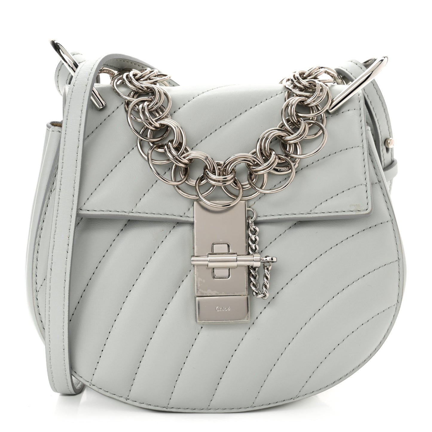 Calfskin Quilted Mini Drew Bijou Shoulder Bag Airy Grey