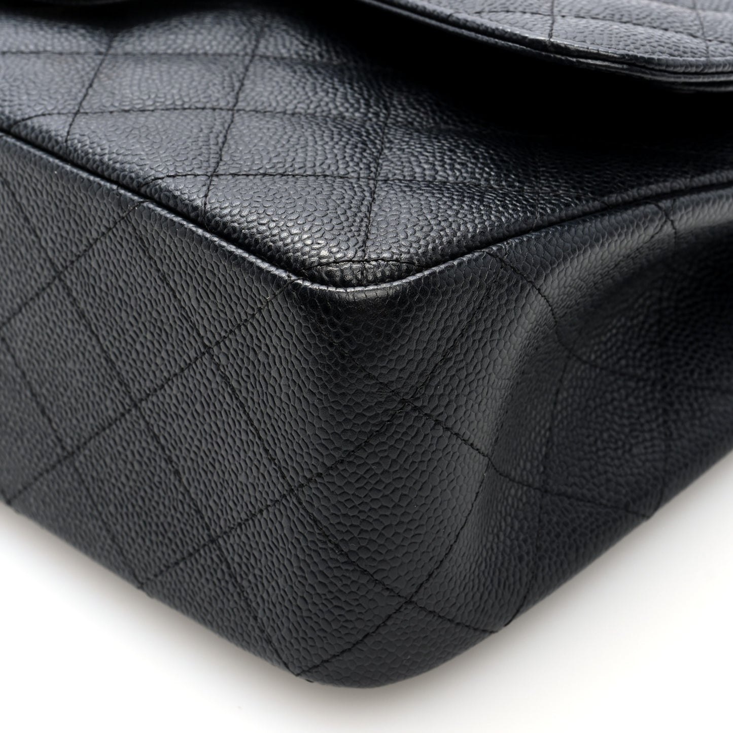 Caviar Quilted Jumbo Double Flap Black