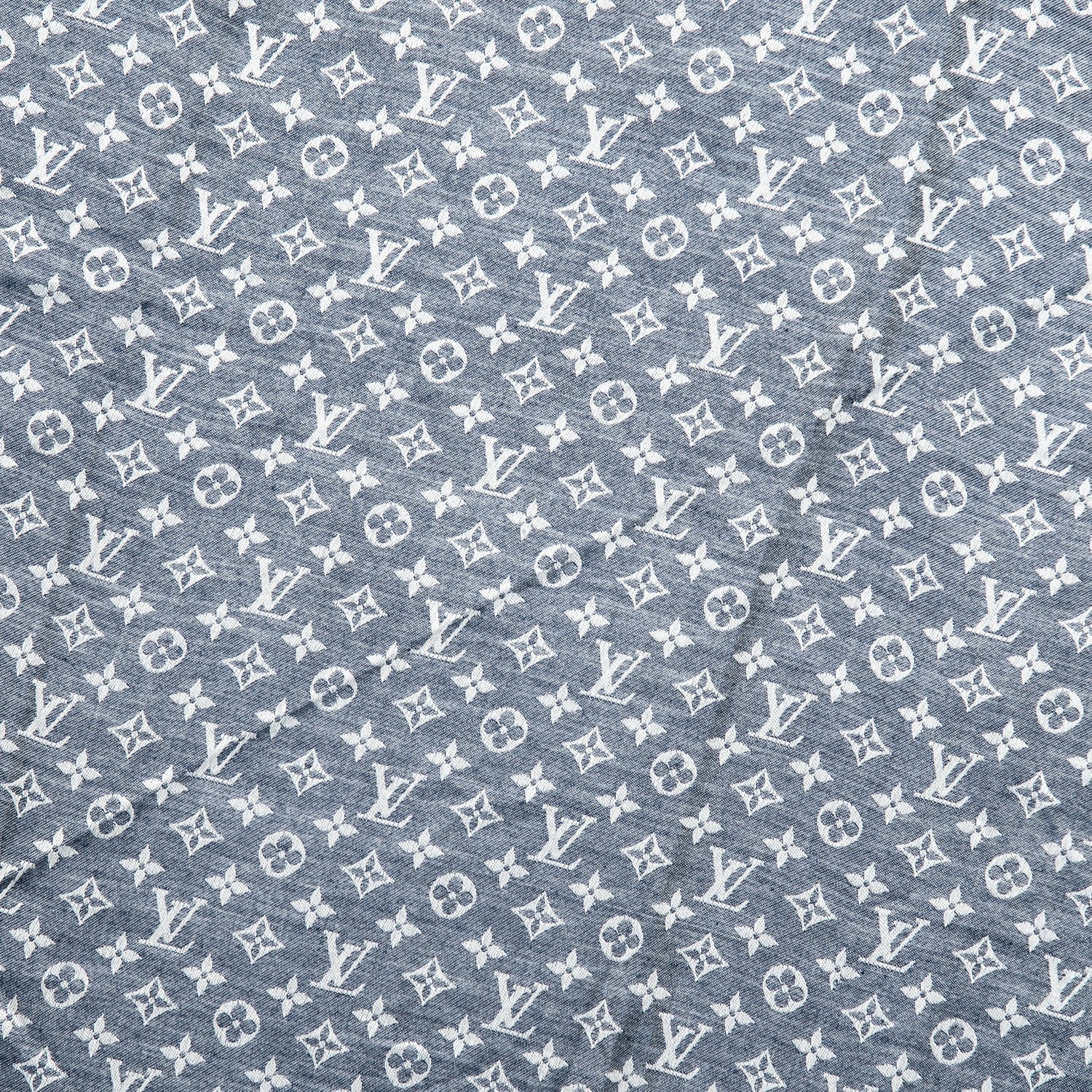 Louis Vuitton Wool Silk Monogram Denim Shawl Blue 1 of 5